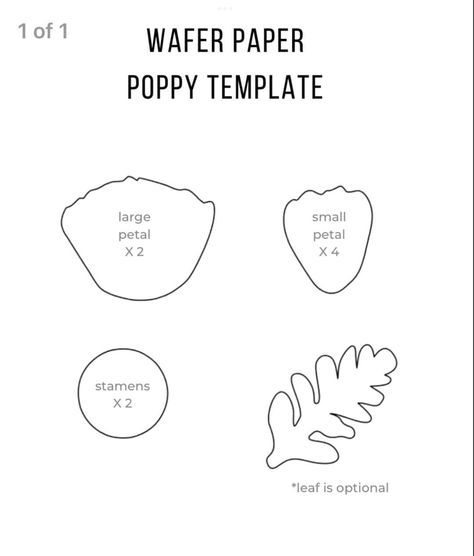 Poppy Leaf Template, Poppy Petal Template, Poppy Template, Petal Template, Leaf Template, Wafer Paper, Christmas Inspo, Flower Template, Paper Template