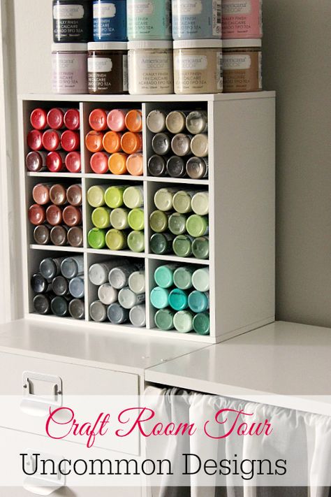 Craft Paint Storage, Dream Craft Room, Craft Room Design, Paint Storage, Organizing Hacks, Scrapbook Room, Office Crafts, Craft Room Storage, Craft Room Office