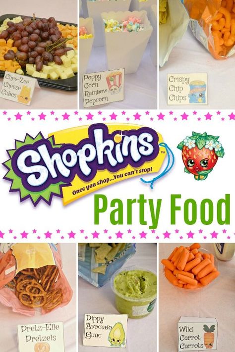 Girls Birthday Party Food, House Party Food, Shopkins Birthday Party Decoration, Shopkins Party Ideas, Shopkins Party Decorations, Shopkins Bday, Birthday Party Food Ideas, Diy Kids Party, Kids Birthday Party Food