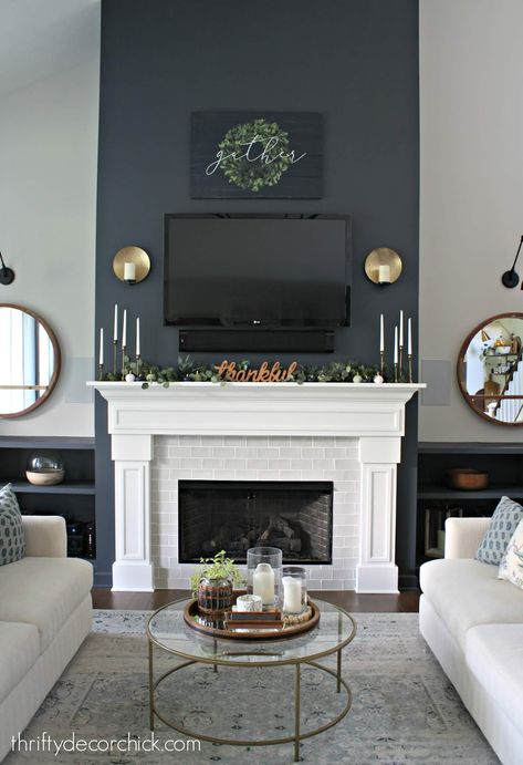 My Favorite Sherwin Williams Paint Colors - Evolution of Style Fireplace Accent Walls, Sherwin Williams Paint, Accent Walls In Living Room, Favorite Paint Colors, Sherwin Williams Paint Colors, Fireplace Remodel, Room Paint Colors, Home Fireplace, Bedroom Paint Colors