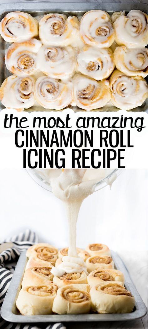 Cinnamon Roll Icing is what makes or breaks your Cinnamon Roll. This vanilla buttercream Cinnamon Roll Icing Recipe is the best you'll ever have! |Cooking with Karli| #cinnamonroll #cinnamonrollicing #icing #frosting Cinnamon Roll Cake Icing, Cinnamon Rolls Cream Cheese Icing, Cinnamon Bread Icing, Cinnamon Rolls With Frosting, Cream For Cinnamon Rolls, Fluffy Cinnamon Roll Frosting, Instagram Cinnamon Rolls, How To Make Cinnamon Rolls Icing, Best Icing For Cinnamon Rolls