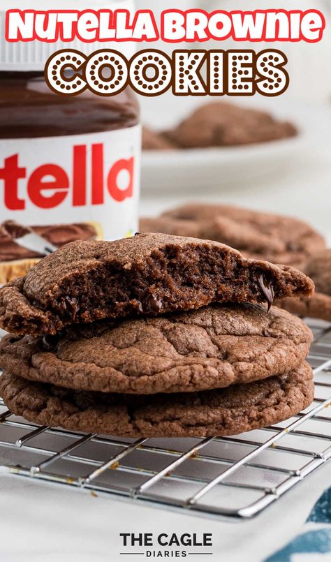 These tasty, fudgy Nutella brownie cookies are simple to make and everyone will love them. Anything with Nutella as an ingredient is guaranteed to be amazing. Nutella Christmas Cookies, Small Batch Cookie Recipe, Nutella Inspired Recipes, Small Batch Cookies, Cookie Recipes From Scratch, Nutella Desserts, Nutella Brownies, Nutella Cookies, Cookie Recipes Homemade