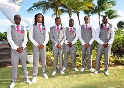 Khaki Groomsmen Attire, Khaki Groomsmen, Beach Groomsmen, Groomsmen Pink, White Tuxedo Wedding, Fuschia Wedding, Black Weddings, Fair Wedding, Fuchsia Wedding