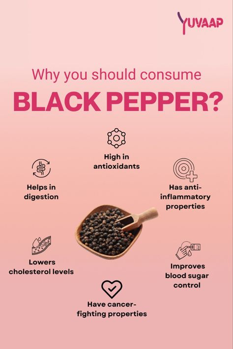 Read these benefits of Black Pepper . . #yuvaap #diet #healthylifestyle #yuvaapofficial #dietandnutrition #healthy Black Pepper Benefits, Benefits Of Black Pepper, Pepper Benefits, Nutritious Diet, Herbs For Health, Blood Sugar Control, Cholesterol Levels, Nutrition Advice, Diet And Nutrition