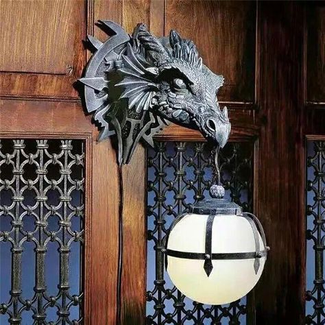 Resin Dinosaur, Pendent Lamp, Resin Dragon, Lamp Lantern, Industrial Wall Lamp, Lamp Industrial, Dinosaur Crafts, Crafts Halloween, Lantern Wall