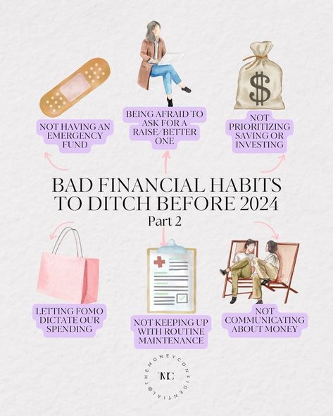 Bad money habits to ditch before 2024 (PART 2) 1️⃣ Not having an emergency fund Yeah, we can tend to have an “invincibility complex” when we haven’t had 💩 things happen to us. But, having some financial safety net or peace of mind fund for if things don’t go perfectly can help save you from financial stress when something unexpected happens. 2️⃣ Being afraid to negotiate a raise Don’t be afraid to stick up for yourself. Think about the value you add, inflation, your experience, etc, and... Stick Up For Yourself, Bad Money, Hold Yourself Accountable, Shopping With Friends, Saving Money Chart, Money Chart, Money Saving Methods, Safety Net, Money Management Advice