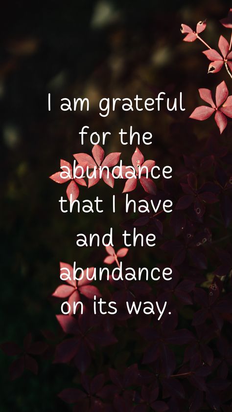 Cultivate gratitude for current and future abundance. This affirmation helps you appreciate and attract wealth continuously. Abundance Affirmations Gratitude, Attract Wealth, Morning Affirmations, I Am Grateful, Gratitude, Affirmations