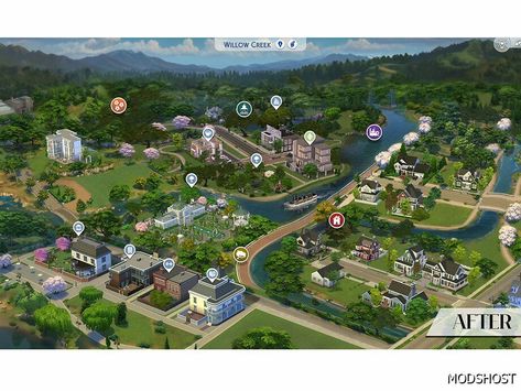 Willow Creek Realistic Map Replacement Sims 4 Mod - ModsHost Sims 4 Willow Creek Map Replacement, Sims 4 Map Replacements Willow Creek, Sims 4 Replacement Mods, Willow Creek Sims 4 Map, Willow Creek Sims 4 Map Ideas, Sims 4 Map Replacements, Sims 4 Willow Creek Makeover, Sims 4 Replacement, Sims 4 Willow Creek