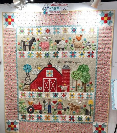 Farm Sweet Farm Quilt kit using Farm Girl Vintage by Lori Holt | Etsy Lori Holt Quilts, Farm Quilts, Farm Quilt Patterns, Farm Animal Quilt, Row Quilts, Farm Sweet Farm, Girl Quilts, Row Quilt, Farm Quilt