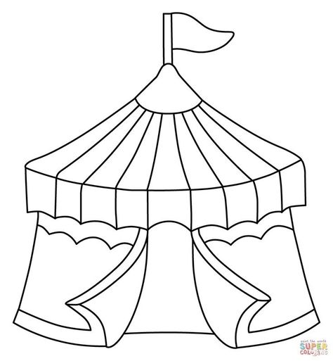 Carnival Tent Drawing, Circus Tent Drawing, Circus Tent Craft, Carnival Coloring Pages, Circus Vbs, Circus Coloring Pages, Tent Drawing, Preschool Circus, Carnival Birthday Theme