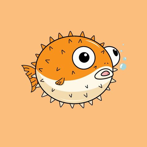 Beautiful vector illustration of puffer fish 🐡 Puffer Fish Painting, Puffer Fish Illustration, M Sign, Tank Art, Whale Art, Puffer Fish, Fish Illustration, Fish Drawings, Fish Painting