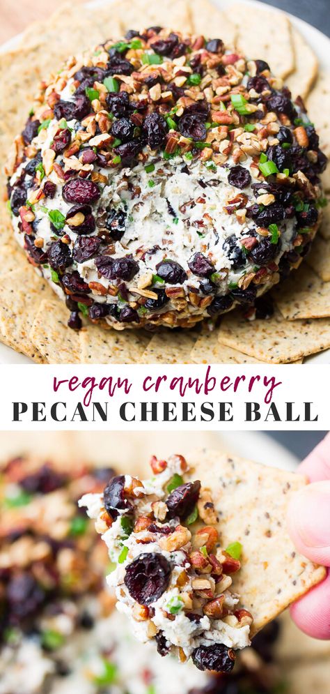 Cranberry Pecan Cheese Ball, Ball Cheese, Pecan Cheese Ball, Nora Cooks, Vegan Cheese Recipes, Vegan Holiday Recipes, Make Ahead Appetizers, Vegan Thanksgiving Recipes, Vegan Holidays