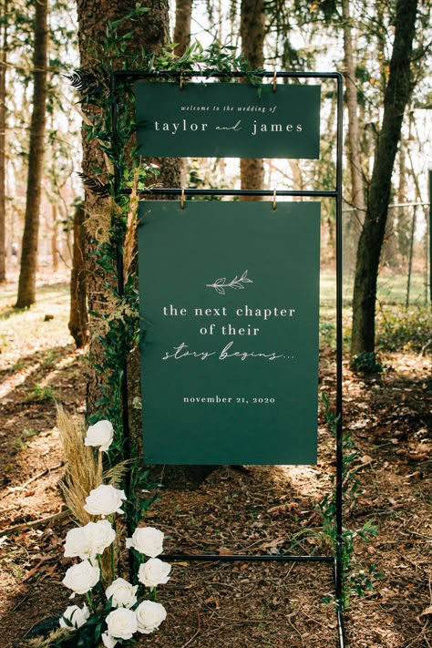 Green Wedding Sign, Ceremony Welcome Sign, Weddings Decorations Elegant Romantic, Outdoor Wedding Backdrops, Blue White Weddings, Wedding Welcome Board, Field Wedding, Wedding Poster, Emerald Green Weddings