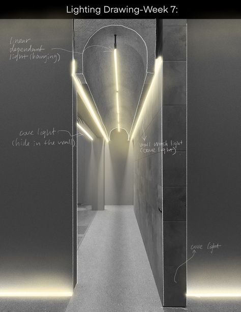 Lighting Design Sketch, Illuminated Architecture, Light Interior Design, Shadow Architecture, Interior Design Portfolio Layout, Modern Restaurant Design, Stone Lighting, Church Interior Design, Interior Design Layout