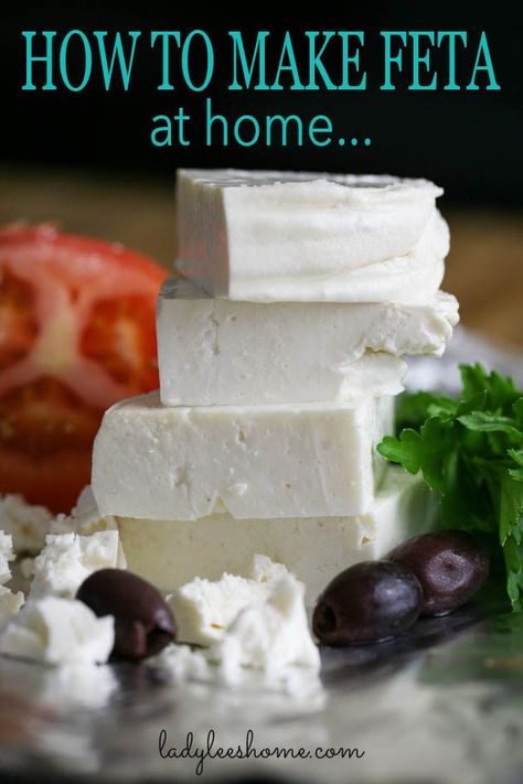 Make Feta Cheese At Home, Make Feta Cheese, Homemade Feta Cheese, Homemade Feta, Making Cheese At Home, Cheese Recipes Homemade, Cheese Making Recipes, Cheese At Home, Feta Cheese Recipes