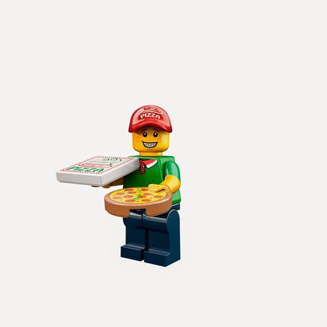 Pizza Dude Lego mini figure Lego Pizza, Lego Mario Minifigures, Emmitt Lego Movie, Pizza Delivery Man, Delivery Guy, Pizza Delivery Guy, Stepping On Lego Meme, Custom Minifigures, Lego People