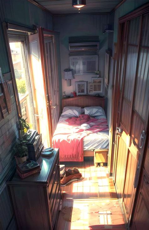 Anime Room Illustration, Anime Apartment, Fitness Friends, Metric Units, Interior And Exterior Design, Fantasy Rooms, Anime Room, House Illustration, Dream Room Inspiration