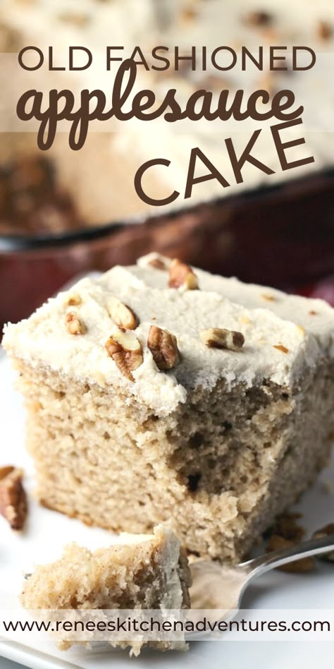 Frosting For Apple Cake, Desserts Made With Applesauce, Applesauce Cake Recipe Old Fashioned, Honey Applesauce Cake, Recipes That Use Applesauce, Applesauce Frosting, Applesauce Cake Old Fashioned, Applesauce Cake Easy, Apple Sauce Cake Recipe