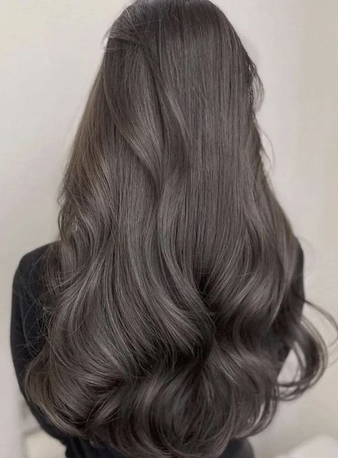 Dark Ash Hair Color, Medium Ash Brown Hair Color, Medium Ash Brown Hair, Dark Grey Hair Color, Grey Brown Hair, Korean Hair Color, Ash Hair, Ash Hair Color, Ash Brown Hair