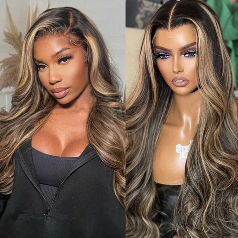 Ombre Sew In Weave, Human Lace Front Wigs, Highlight Wig, Human Hair Color, Wave Wig, Pixie Cut Wig, Black And Blonde, Super Deal, Body Wave Wig