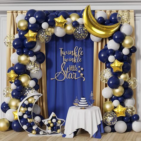 Star Balloon Garland, Moon Balloon, Twinkle Twinkle Baby Shower, Star Birthday Party, Star Birthday, Moon Baby Shower, Birthday Party Theme Decorations, Garland Arch, Gold Baby Showers