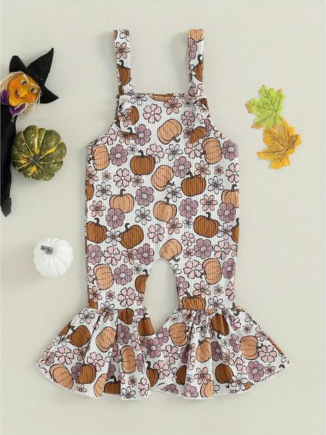 Toddler Baby Girl Fashion Halloween Jumpsuit - Temu Butterfly Pumpkin, Flare Romper, Boho Overalls, Flower Pumpkin, Halloween Romper, Pants Romper, Jumpsuit Overalls