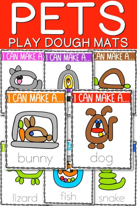 Pet Language Activities For Preschool, Adopt A Pet Preschool, Animals Sensory Activities, Pet Tracing Preschool, Pet Prek Activities, Pet Theme Activities, Pet Lesson Plans Preschool, Animal Playdough Mats, Caring For Pets Preschool