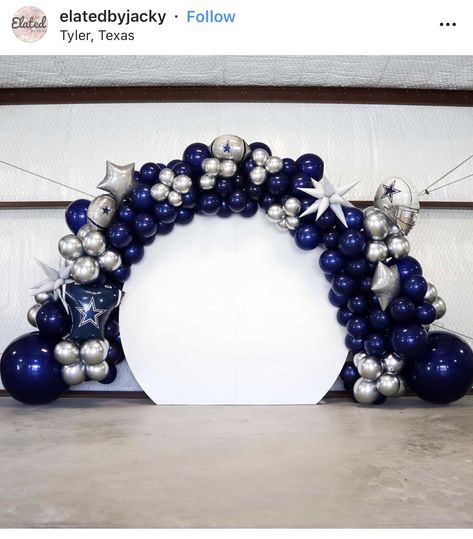 Dallas Cowboy Balloon Garland, Dallas Cowboy Theme Party, Dallas Cowboys Balloon Arch, Dallas Cowboys Backdrop, Dallas Cowboys Balloon Garland, Dallas Cowboys Birthday Party Decoration, Dallas Cowboy Party Ideas, Dallas Cowboy Birthday Party, Dallas Cowboys Centerpieces Ideas