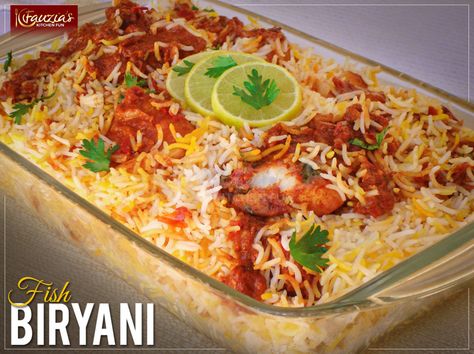 Fish Biryani - Fauzia’s Kitchen Fun Arabic Meals, Flavourful Rice, Bukhari Rice, Fish Biryani Recipe, Pasta Salmon, Marinated Fish, Fish Biryani, Potato Cubes, Rice Side Dish Recipes