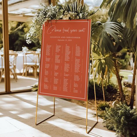 Orange Alphabetical Seating Chart, Alphabetized Plan, Dolce Vita Italian Wedding, Aperitivo Inspired Guest Name Easel, Verona, SN066_SA by StudioNellcoteDIY on Etsy Chic Fonts, Pink And Orange Wedding, Alphabetical Seating Chart, Orange Wedding, Orange Design, Pdf Templates, Office Max, Italian Wedding, Tuscany Italy