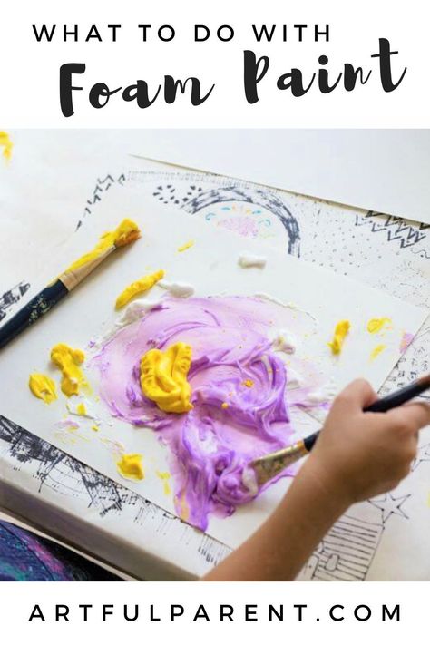 Shaving Foam Painting, Foam Paint For Kids, Puffy Paint Recipe With Flour, How To Make Puffy Paint For Kids, Paint Ideas For Kids, Homemade Puffy Paint With Shaving Cream, Paint For Kids, Fluffy Art, Artful Parent