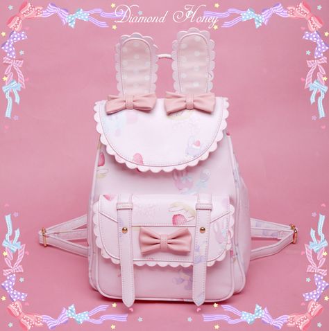 Anting Manik, Kawaii Bags, Cartoon Backpack, Pastel Fashion, Kawaii Cartoon, Kawaii Fashion Outfits, Kawaii Accessories, Cute Backpacks, Rabbit Ears