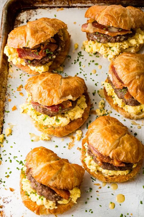 Croissant Breakfast Sandwiches, Bacon And Sausage, Croissant Breakfast Sandwich, Best Breakfast Sandwich, Oh Sweet Basil, Croissant Breakfast, Maple Mustard, Bacon Breakfast, The Best Breakfast