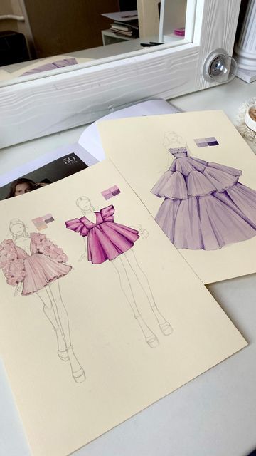 Fashion Illustration Dresses Casual, How To Sketch Dress, Mode Board Fashion Design, Fashion Design Outfits Drawing, Dress Designing Sketches, How To Make Portfolio Fashion, Top Ideas Drawing, Fashion Design Inspiration Board Ideas, Clothing Sketches Design