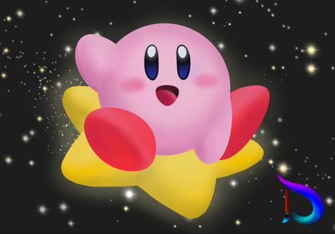 Kirby Warp Star, Kirby On Star, Galactic Nova, Kirby In Space, Space Kirby Wallpaper, Kirby In Space Wallpaper, Kirby Painting, Kirby On Star Gif, Crochet Cosplay