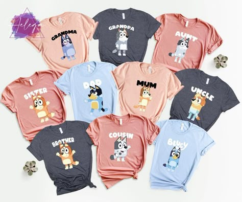 Bluey Birthday Tshirts, Bluey Birthday Party For Sisters, Bluey Bingo Birthday Party Shirts, Bluey Party Shirts, Bluey 1st Birthday Shirt, Bluey Birthday Party Tshirts, 1st Bluey Birthday Party, Bluey Family Birthday Shirts, Bluey Birthday Shirt Ideas