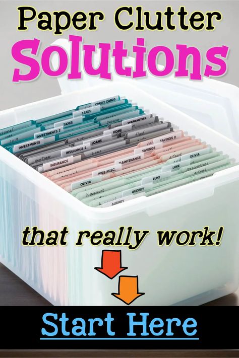 Paper Clutter SOLUTIONS! Uncluttering your home and don't know how to eliminate paper clutter in your house? Try these simple paper clutter solutions to sort and organize your bills, paperwork, school papers and important documents in your home WITHOUT feeling overwhelmed! Filing Papers How To Organize, How To Organize Important Papers At Home, How To Organize Important Documents, Paper Clutter Solutions, Organize Paperwork, Desk Organization Tips, Car Organizers, Paper Clutter Organization, Organizing Life