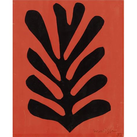 Black Leaf On Red Background (Feuille Noire sur Fond Rouge) – Henri Matisse - Cutouts Lithograph Art Print by Henri Matisse | Buy Posters, Frames, Canvas & Digital Art Prints | Small, Compact, Medium and Large Variants Intermediate Art, Matisse Paintings, Matisse Cutouts, Picasso Paintings, Art Resources, Matisse Art, Buy Posters, Oil Painting Reproductions, Painting Reproductions