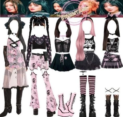 Gidle Concert Outfit Ideas, Gidle Inspired Outfits, Gidle Concert Outfit, Gidle Outfits Inspired, Gidle Concert, Kpop Dance Outfits, Miyeon Shuhua, Cute Edgy Outfits, Korean Outfits Kpop