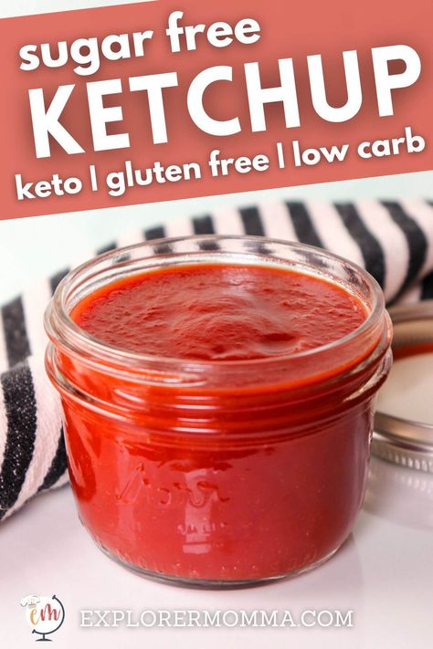 Fresh Tomato Ketchup Recipe, Keto Ketchup Recipe, Sugar Free Ketchup Recipe, Pantry Mixes, Tomato Ketchup Recipe, Keto Ketchup, Keto Condiments, Homemade Ketchup Recipes, Low Carb Ketchup