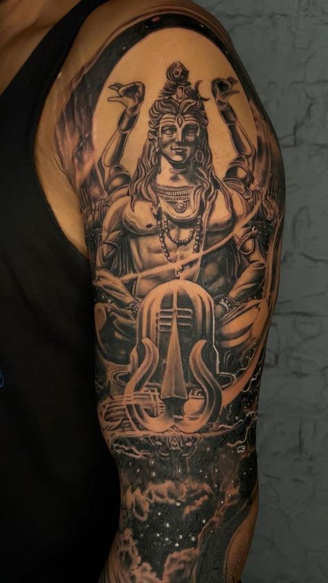 Tattoos Shiva, Tattoo Buddha, Lord Shiva Tattoo, Buddha Tattoo Sleeve, Forearm Cover Up Tattoos, Kali Tattoo, Hindu Tattoos, Full Hand Tattoo, Krishna Tattoo