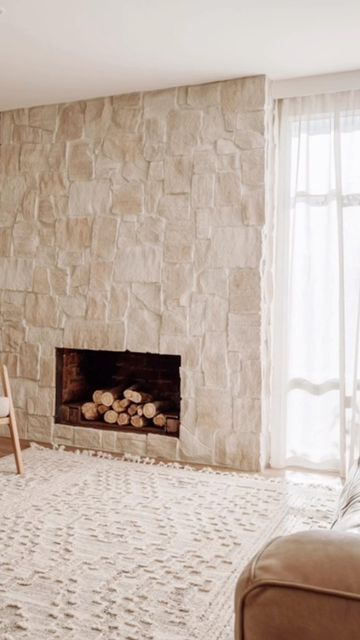 Crazy Pave Fireplace, Sandstone Fireplace Makeover, Fireplace Sandstone, Fire Place Surround, Crazy Pave, Sandstone Tile, Sandstone Fireplace, Engineered Timber Flooring, Studio Cabin