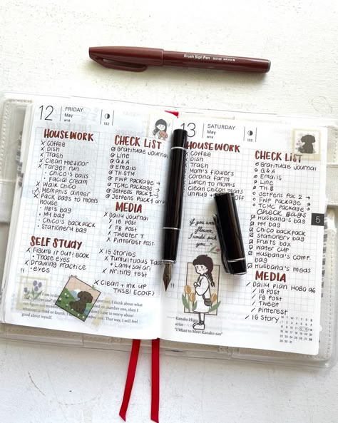 Hobonichi A6 Layout Ideas, Hobonichi A6 Ideas, Hobonichi Journal, Hobonichi Cousin Habit Tracker, Hobonichi Techo Layout, B6 Stalogy, Hobonichi Ideas, A6 Hobonichi, Hobonichi 5 Year Techo Ideas