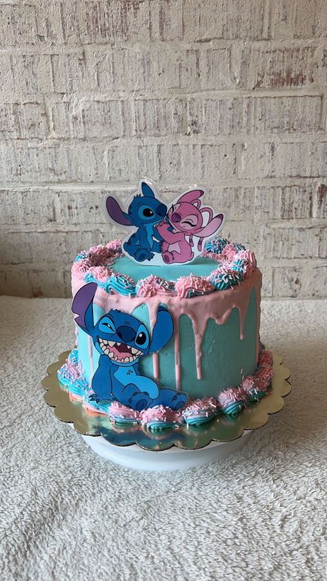 hi!! this is my cake!! my name is kyleeskakes and im a 17 year old business owner. Cakes For 9 Year Girl, Lilo And Angel Cake, Stitch And Angel Cake Ideas, Birthday Cake Ideas For 13 Year Girl, Birthday Cakes For 9 Year Girl, Birthday Cakes For 7 Year Girl, Birthday Cake For 8 Year Girl, Angel And Stitch Cake, Stitch And Angel Birthday Cake