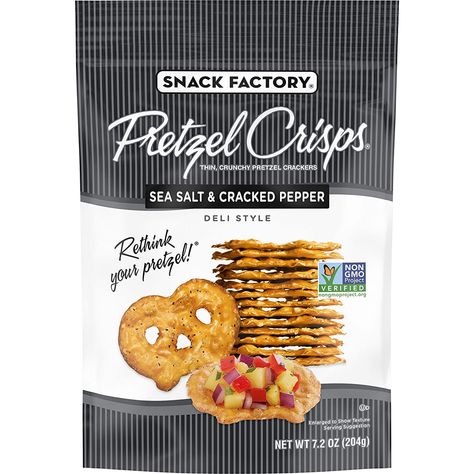 Snack Factory Pretzel Crisps, Pretzel Thins, Pretzel Crisps, Kettle Chips, Deli Style, Wholesome Snacks, Favorite Dips, Cracked Pepper, Pretzels