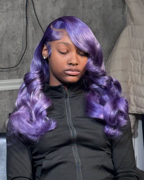 purple lace wig#humanhair #bundles #closure #fulllacewig #wigsforsale #hairextensions #wiginstall #hairstylist #lacefrontwig #beauty Purple Lace Wig, Purple Hair Color, Hair Color Purple, Wigs For Sale, Purple Lace, Full Lace Wig, Lace Wig, Purple Hair, Lace Front Wigs