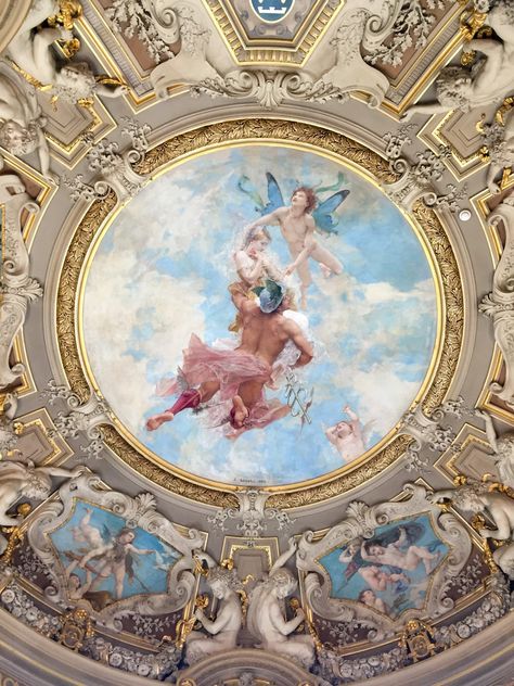 Detail ceiling in the painting gallery - Chateau de Chantilly, France - www.RoadtripsaroundtheWorld.com Ceiling Painting, Baroque Painting, Ceiling Art, Rennaissance Art, Baroque Architecture, Tableau Art, Painted Ceiling, Classical Art, Art Portfolio