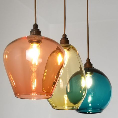 Colored Pendant Lights, Lights Dining Table, Orange Pendant Light, Pendant Lighting Australia, Lights Over Kitchen Island, Glass Light Fixtures, Colorful Pendant Light, Blown Glass Lighting, Blown Glass Pendant Light