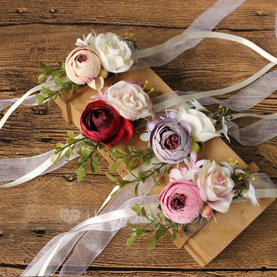 [£7.00] Girly Silk linen Wrist Corsage/Boutonniere - Wrist Corsage/Boutonniere Silk Flower Boutonniere, Affordable Wedding Flowers, Wrist Corsage Wedding, Flower Wrist Corsage, Artificial Wedding Flowers, Bridesmaid Corsage, Prom Corsage, Bridal Mask, Wedding Flower Packages