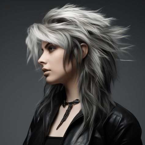 Aesthetics Hairstyles, Black And Silver Hair, Hair Aesthetics, Rocker Hair, Long Shaggy, Wolf Haircut, Extension Hair, Oval Face Haircuts, Shaggy Haircuts